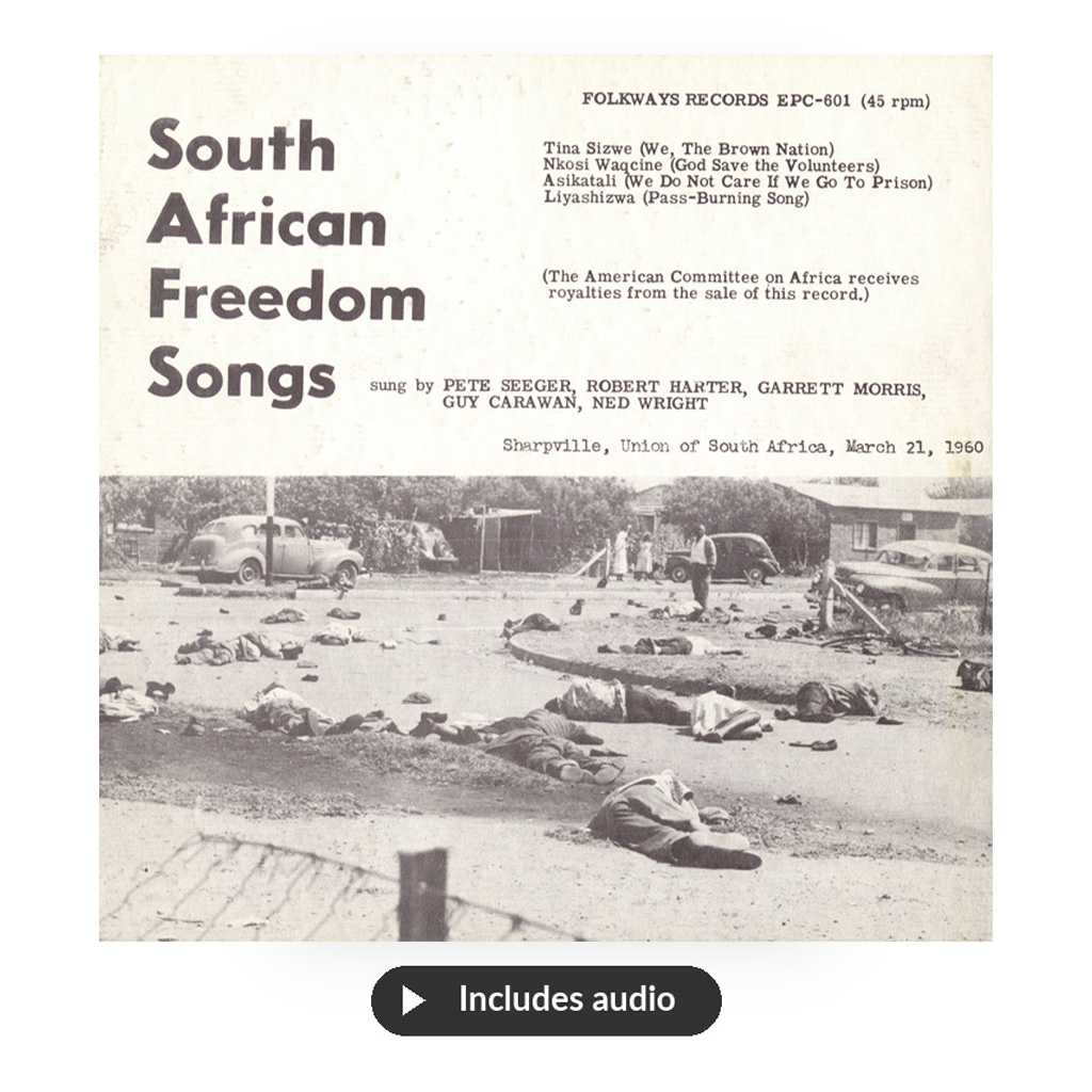 South African Freedom Songs - includes South African Freedom Songs CD (Smithsonian Folkways, 1960), ~2hrs Nelson Mandela documentary from Pacifica Archives